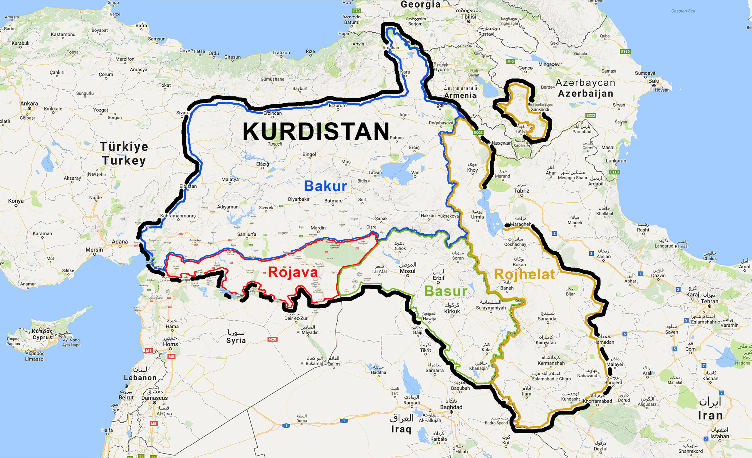 karta över Kurdistan